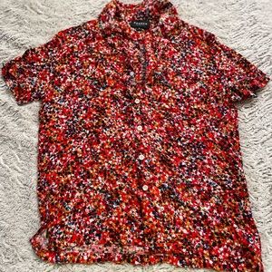 Pacsun Short Sleeve Button Up. Size small. Res multi colored.